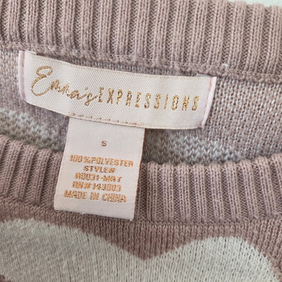 Emma's Expressions Maternity Sweater Pink Hearts Valentine's Day Thick Small - Picture 5 of 7